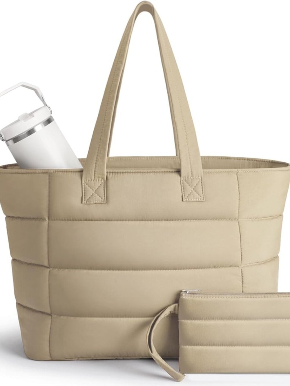 Puffer Tote Bag for Women, Lightweight Puffy Shoulder Bag with Handbag for Trave